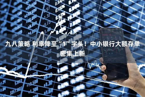 九八策略 利率降至“1”字头！中小银行大额存单密集上新